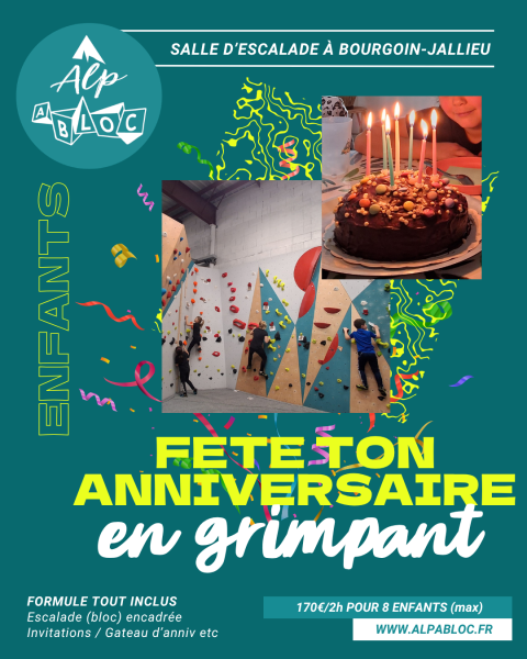 photo des prestations réalisées lors des anniversaires enfants chez alapbloc. gâteau d'anniversaire, escalade