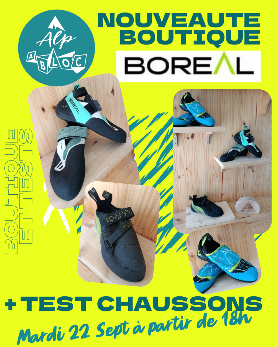 Nocturne test chaussons le 22 septembre. Viens tester les chaussons BOREAL de notre nouvelle boutique. 2 modèles adultes et 1 junior